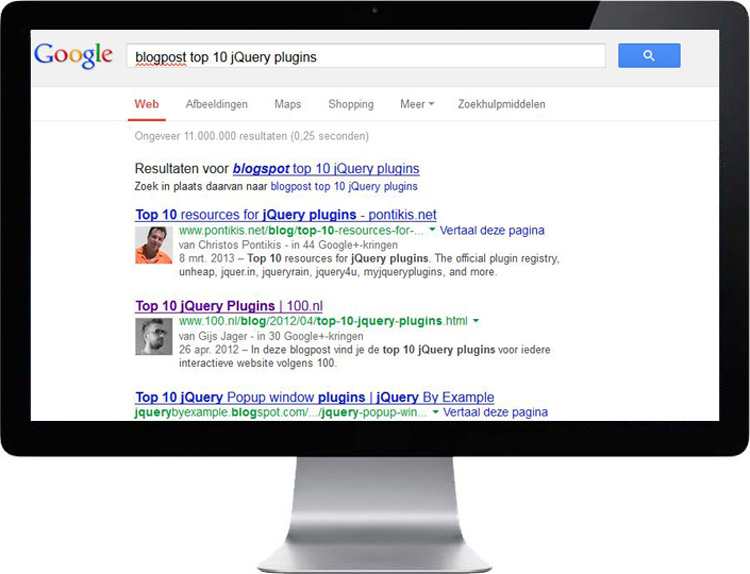 Google Author invloed bij zoekresultaten